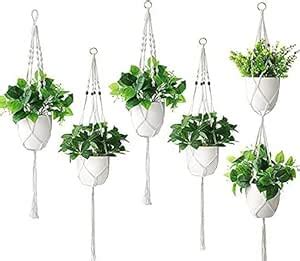LOVE N BEYOND Tulip 5-Pack Macrame Plant Hangers, Unique Designs ...
