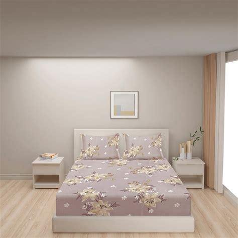 Buy SWAYAM Veda Cotton 160TC Floral Print 3Pcs King Fitted Bedsheet Set ...