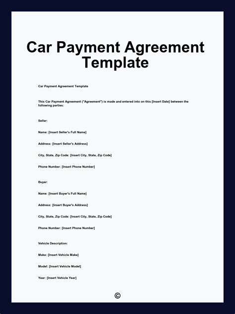Car Payment Agreement Template