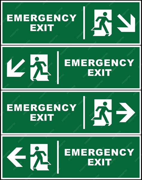 Premium Vector | Emergency exit evacuation route point sign bundle ...