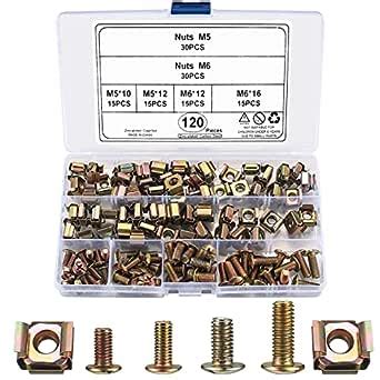 Bayidun Rack Mount Hardware Kit, 120 Pcs M5 M6 Screws, Nuts, Washers ...
