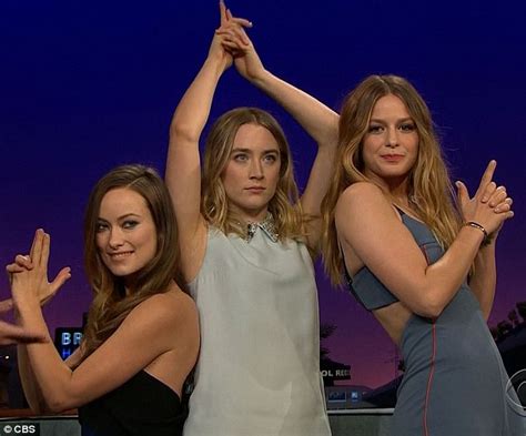Supergirl Melissa Benoist plays Charlie's Angels on James Cordon with ...