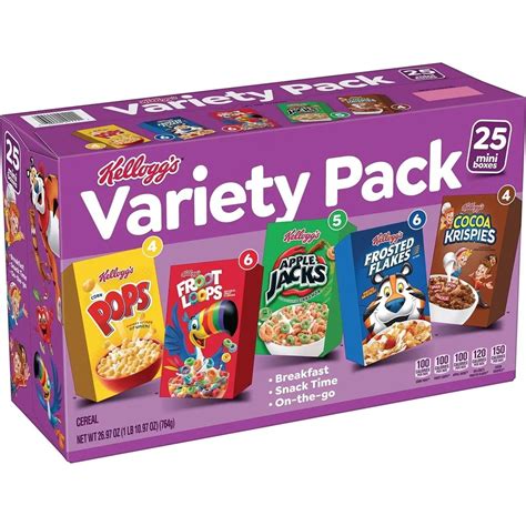 Kellogg's Assorted Breakfast Cereals, 25 Pack, Individual Boxes, Mixed ...