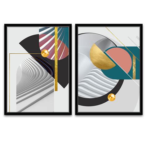 Simply soulful Geometrical Set of 2 Canvas Painting Framed for Home ...
