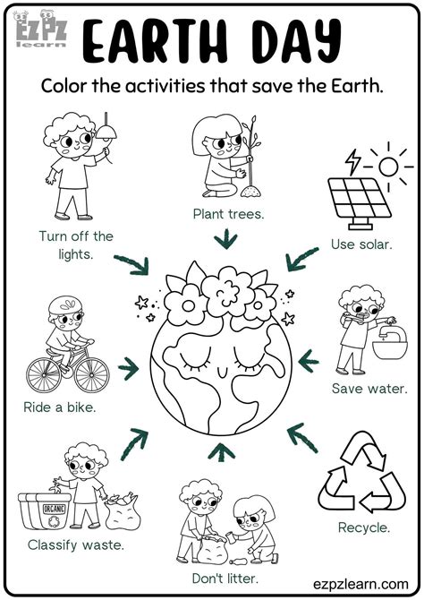 Earth Day Color the Activities for Kids Free Printable PDF - Ezpzlearn.com