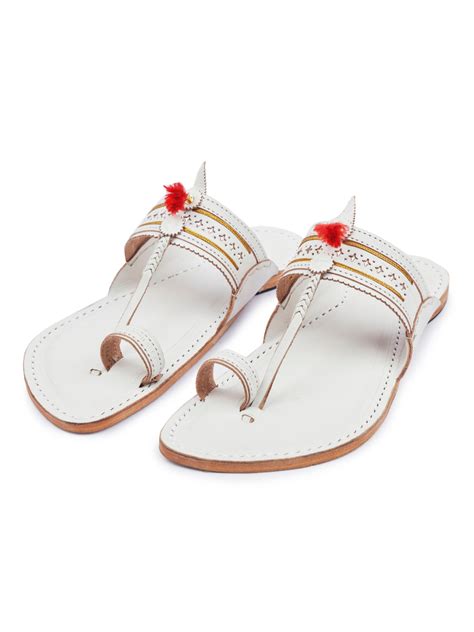 Authentic White Kolhapuri Chappal - Comfortable Footwear for men