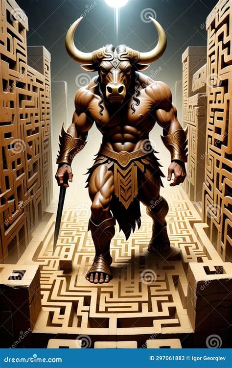 Minotaur the Mythical Maze Guardian Stock Illustration - Illustration ...