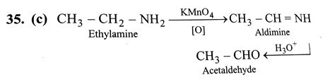 Ethyl amine undergoes oxidation in the presence of `KMnO_4` to form