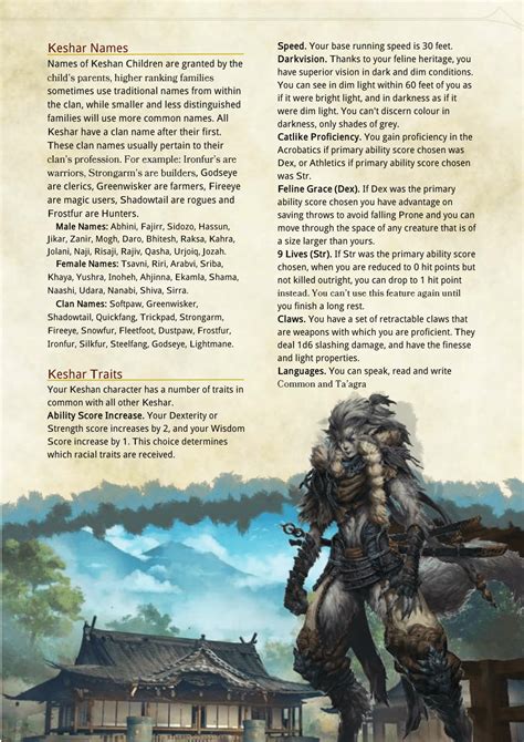DnD 5e Homebrew — Keshar Race by NartheRaytei | Dnd 5e homebrew, Dnd ...