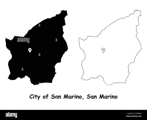 City of San Marino, San Marino. Detailed Country Map with Location Pin ...