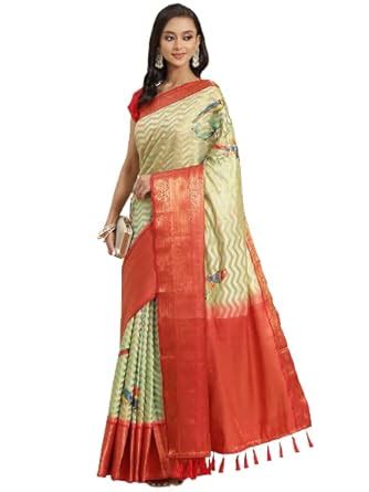 Buy Silk Zone Women's Digital Print Silk Saree With Unstitched Blouse ...