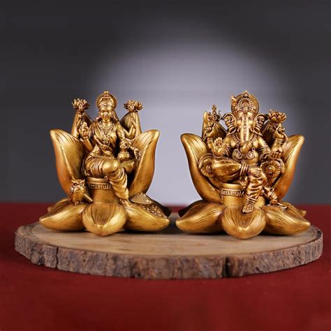 Lakshmi and Ganesh Idols Golden finished – ArtyCraftz - Online Shopping ...