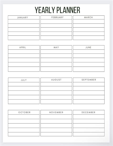 Free year at a glance printable – Artofit