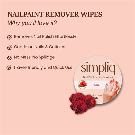 Nail Remover Wipes | Musk Melon, Blueberry, Rose | Hydrogenated Castor ...