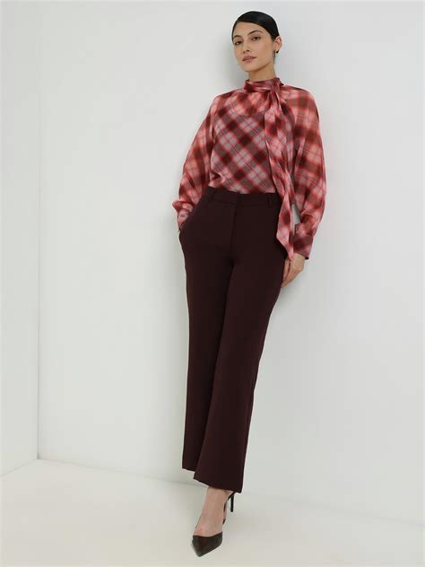Buy Red Plaid High Neck Top Online | FableStreet