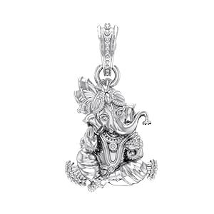 Akshat Sapphire 92.5% Pure Sterling Silver God Ganesh Ganpati Pendant ...