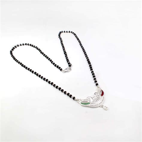 Indian sterling silver Mangalsutra women necklace chain wedding gift f ...