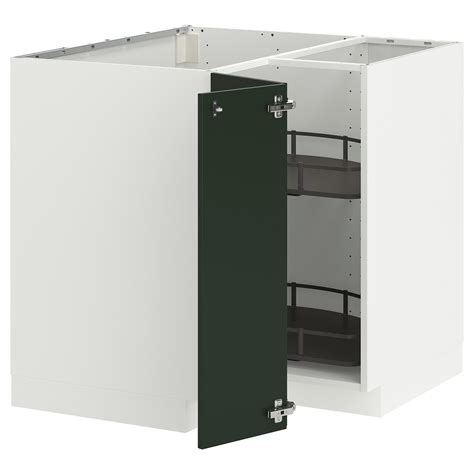 METOD corner base cabinet with carousel, white/Havstorp deep green ...