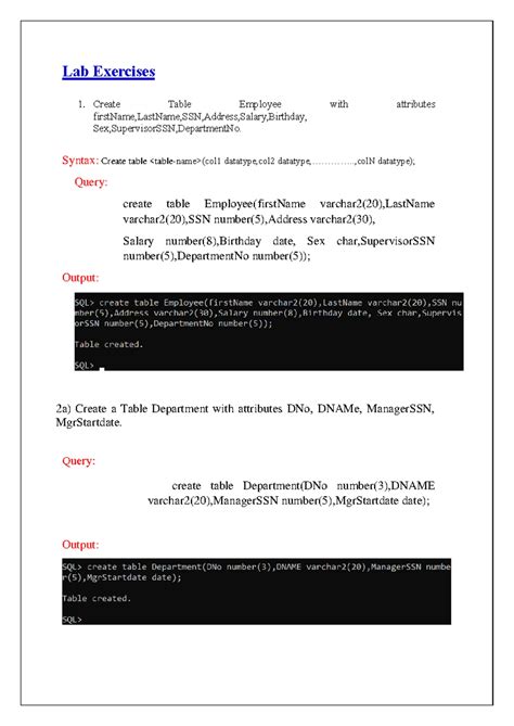 SQL Commands for Creating and Managing Doctor and Patient Tables - Studocu