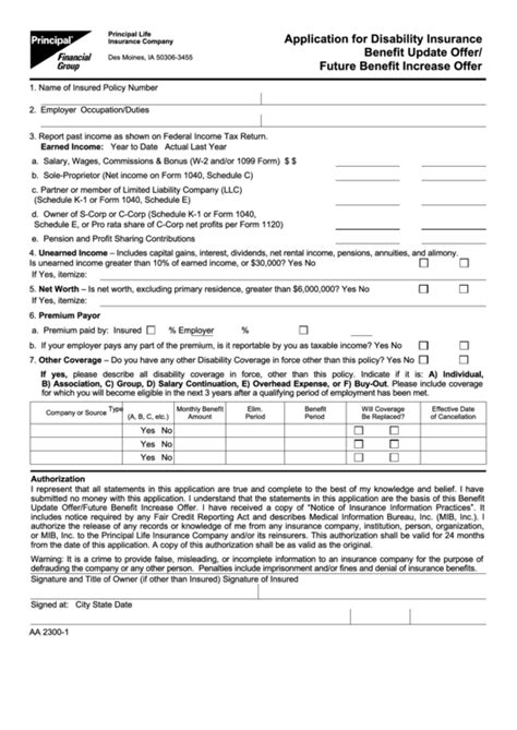 Disability Insurance Application Form 的图像结果