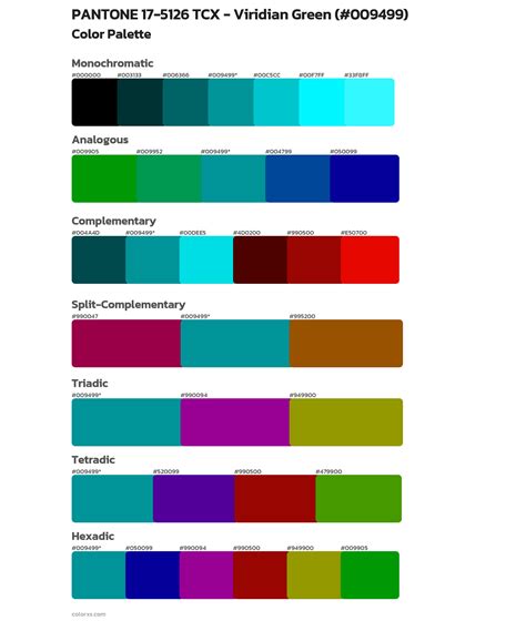 PANTONE 17-5126 TCX - Viridian Green color palettes - colorxs.com