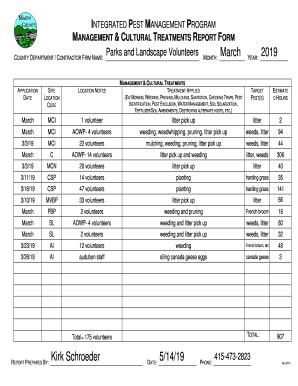 CA Monthly IPM Treatment Report Form - Marin County 2019 - Fill and ...