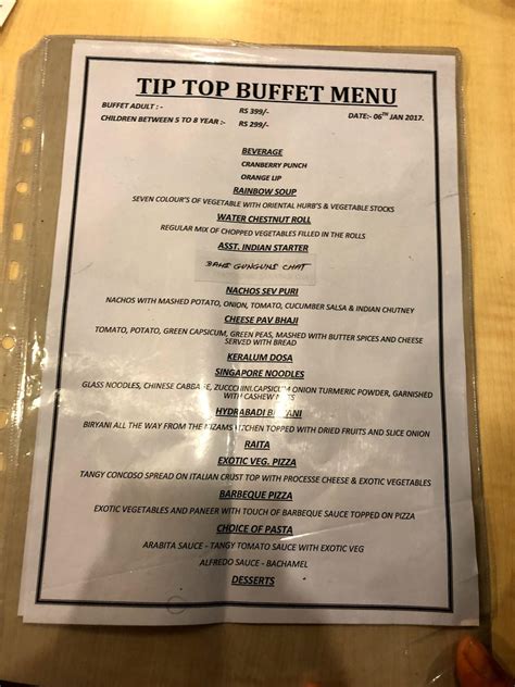 Menu at Grand Thali Restaurant, Thane, Hotel Tip Top Plaza