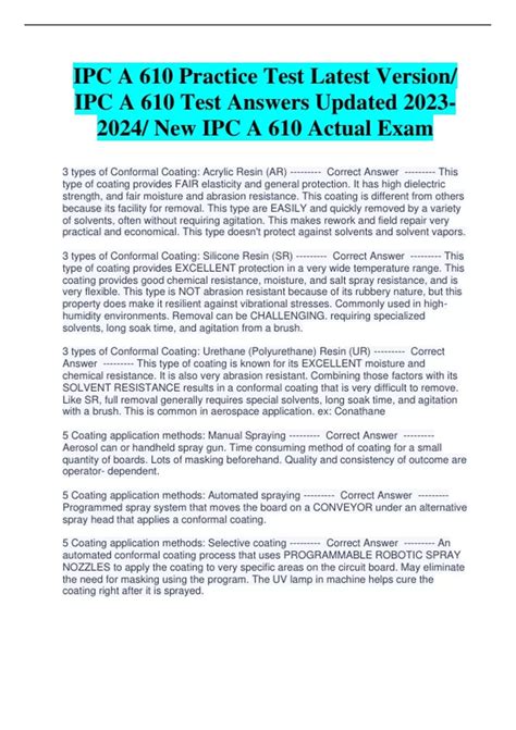 IPC A 610 Practice Test Latest Version/ IPC A 610 Test Answers Updated ...
