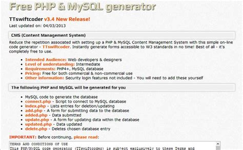 PHP Generator for MySQL 的图像结果