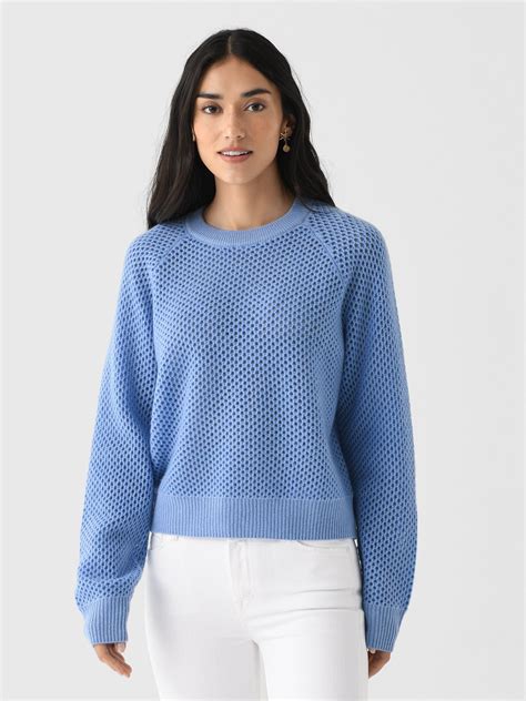 White + Warren Women's Cashmere Mesh Sweatshirt | $455.00 | Saint Bernard