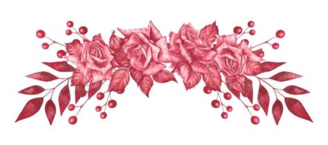 Frame of red roses hand painted with watercolors | Premium Photo