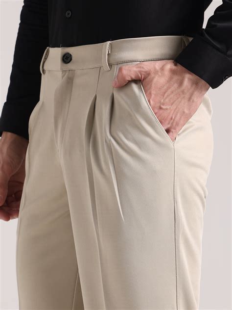 Buy Men Pastel Cream Loose-Fit Korean Trouser | Indiclub – Indiclub.shop