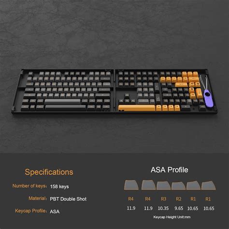 Buy Akko Keycaps Set, Black&Bronze Theme 158-Key ASA Profile PBT Double ...