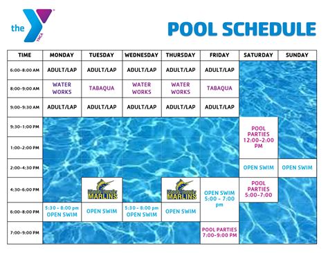 Pool Schedule - Moore County YMCA