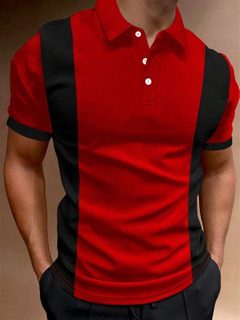 Manfinity Homme Men Contrast Panel Polo Shirt | SHEIN USA