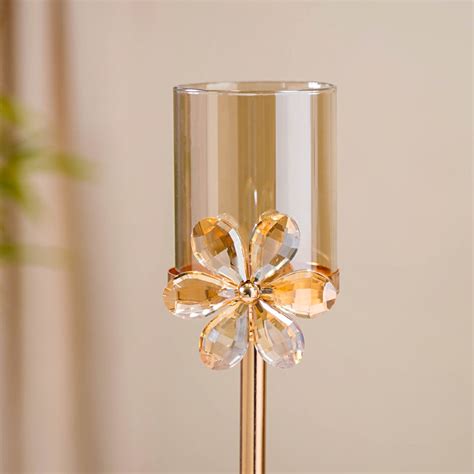 Crystal Flower Candle Holder Set Of 2 Online - Premium Candle Stand ...