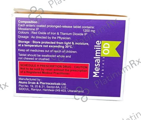 Mesacol OD 1200mg Tablet PR 15s: View Uses, Side Effects, Price and ...