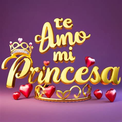 Te Amo Mi Princesa - Elegant Text with Tiara and Hearts