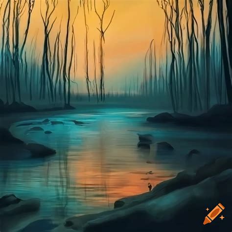 Landscape of the river styx on Craiyon