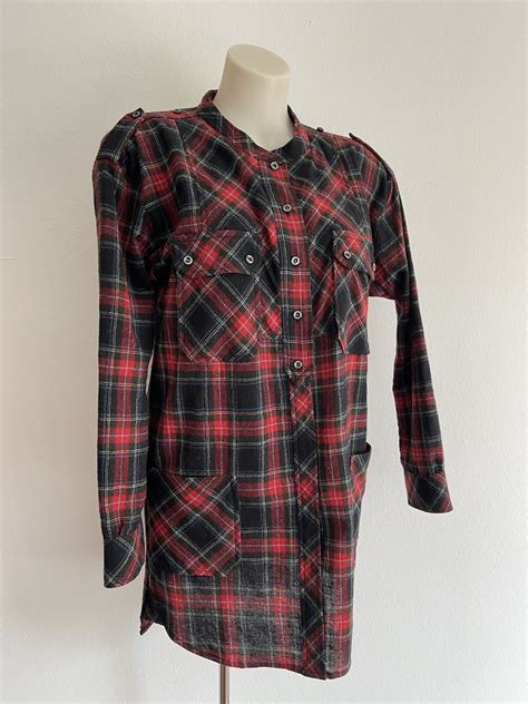 ISABEL MARANT ÉTOILE Wool Flannel Shirt Dress Plaid C… - Gem