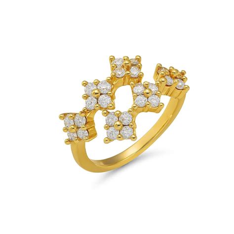 Buy Shivers Jewels Adjustable Floral Open Ring for Women & Girls | 18K ...