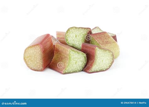 Group of Rhubarb Pieces Isolated on White Background Stock Photo ...