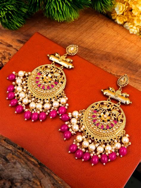 Designer Multicolor Gold Plated Ball Drop Dangler Earrings