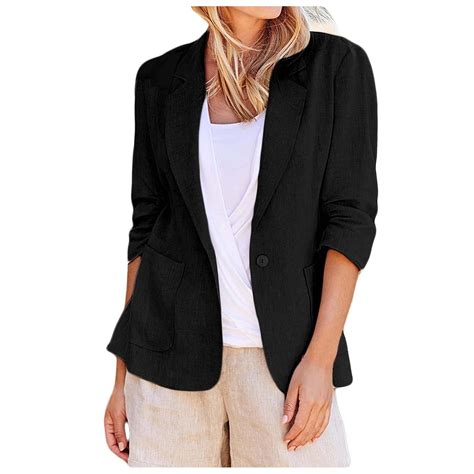 Sopiago Womens Casual Blazer Jacket Long Sleeve Open Front Office ...