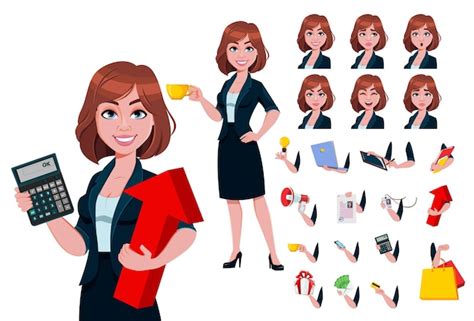 Beautiful businesswoman cartoon character | Premium Vector