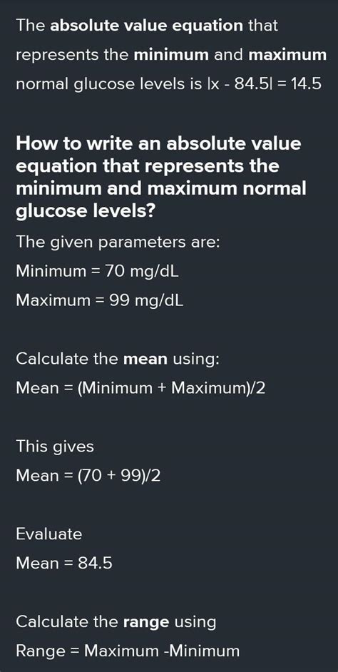 The minimum normal glucose level for a fasting adult is 70 mg/dL. The ...