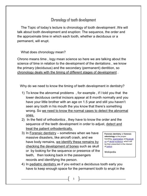 Chronology of Tooth Development | PDF | Tooth | Human Tooth