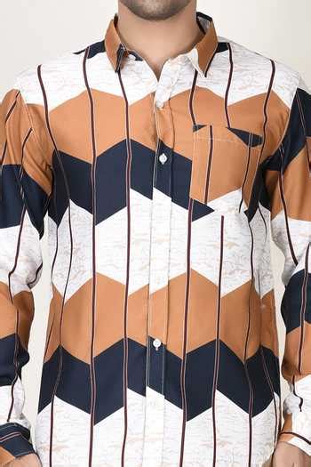 Buy Multi Color Rayon Printed Striped Shirt For Men by Aryavir Malhotra ...