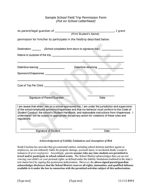 35 Permission Slip Templates & Field Trip Forms