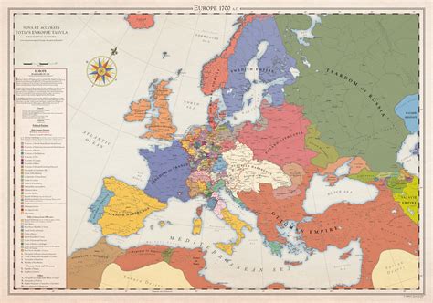 Mapa histórico de Europa (1700) - Mapas Milhaud